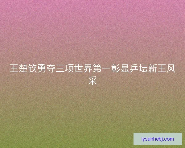 王楚钦勇夺三项世界第一彰显乒坛新王风采
